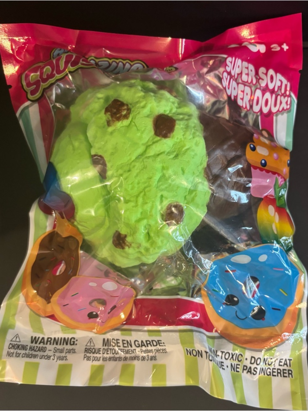 Squishy Green Cookie Plush Toy - Lime Green with Brown Chips